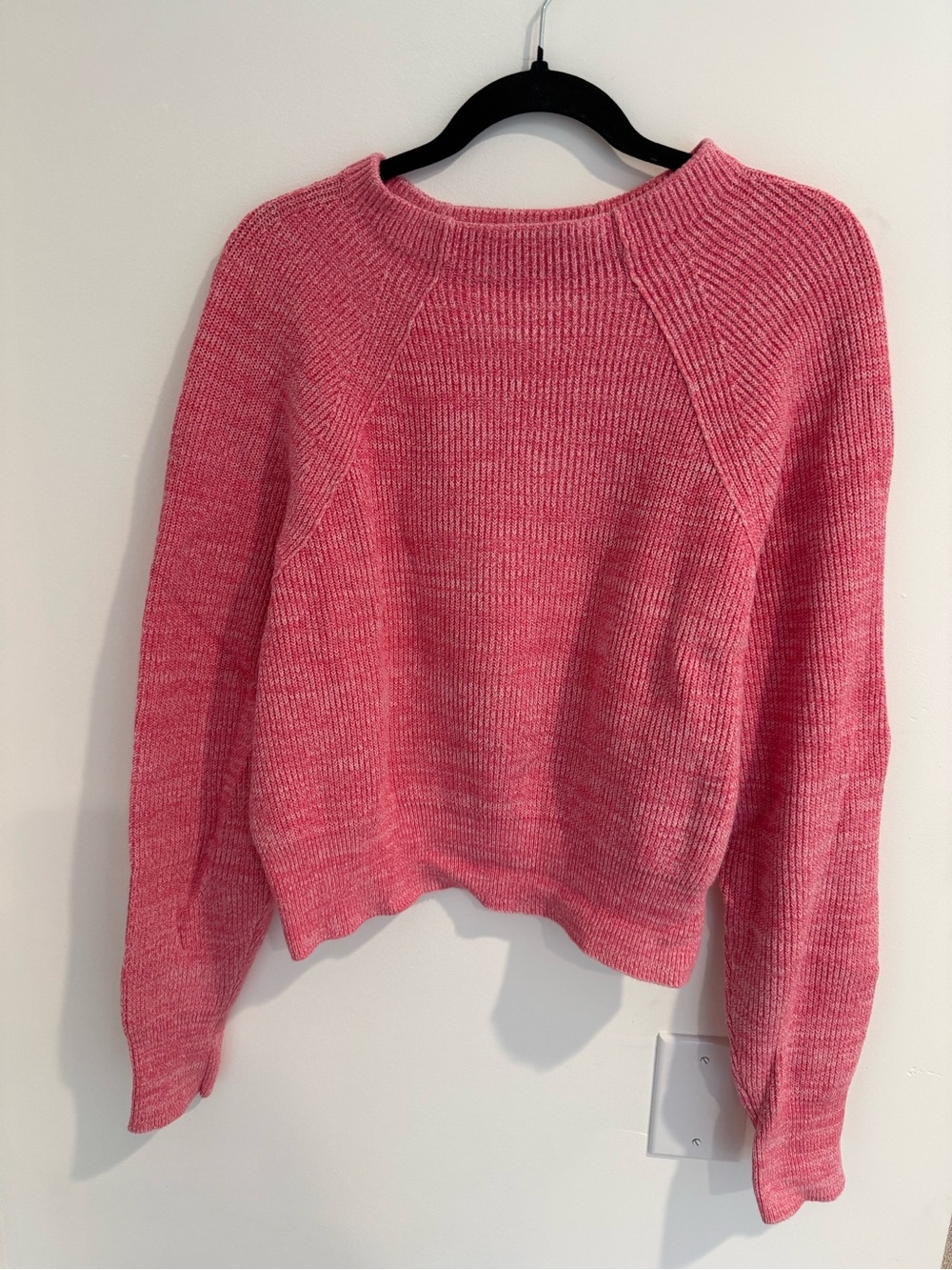 Free People Pink Ribbed Crewneck Sweater